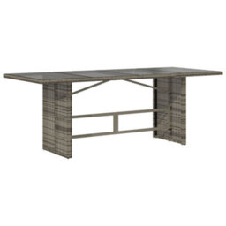 Vidaxl Garden Table With Glass Top Grey 190X80X74 Cm Poly Rattan - thumbnail 5
