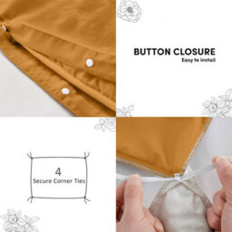 Aspire Homeware Plain Duvet Cover Set Soft Microfibre, Ochre, Super King (L)220Cm X (W)260Cm - thumbnail 4