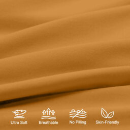 Aspire Homeware Plain Duvet Cover Set Soft Microfibre, Ochre, Super King (L)220Cm X (W)260Cm - thumbnail 3