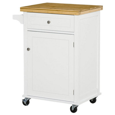 Rolling Kitchen Cart Storage Trolley With Drawer Towel Rail White - image 1