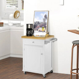Rolling Kitchen Cart Storage Trolley With Drawer Towel Rail White - thumbnail 6