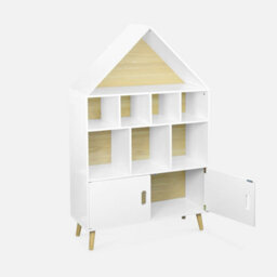 Sweeek - Children's House-Shaped Bookcase With Storage Tobias White 80.5X30X133 Cm - thumbnail 2
