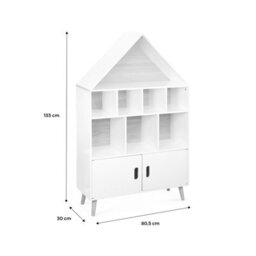 Sweeek - Children's House-Shaped Bookcase With Storage Tobias White 80.5X30X133 Cm - thumbnail 7