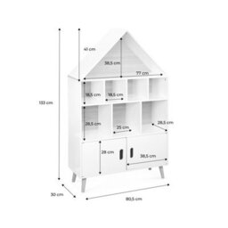 Sweeek - Children's House-Shaped Bookcase With Storage Tobias White 80.5X30X133 Cm - thumbnail 6