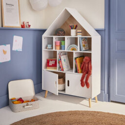 Sweeek - Children's House-Shaped Bookcase With Storage Tobias White 80.5X30X133 Cm - thumbnail 4