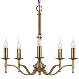 Avery Ceiling Pendant Chandelier Light 5 Lamp Antique Brass Curved Candelabra - thumbnail 3