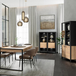 Furniture To Go High Rock Display Cabinet In Matt Black/riviera Oak - thumbnail 8