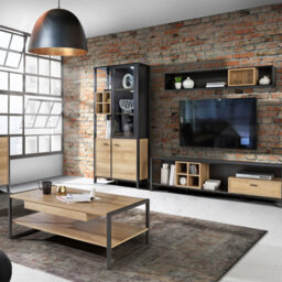 Furniture To Go High Rock Display Cabinet In Matt Black/riviera Oak - thumbnail 9