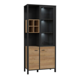 Furniture To Go High Rock Display Cabinet In Matt Black/riviera Oak - thumbnail 6