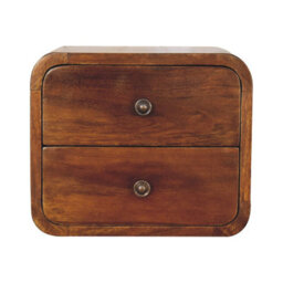 Wyld Haus Kamala Floating Mini Chestnut Mango Wood Bedside Table, 2 Drawers - thumbnail 2