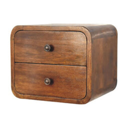 Wyld Haus Kamala Floating Mini Chestnut Mango Wood Bedside Table, 2 Drawers - thumbnail 3