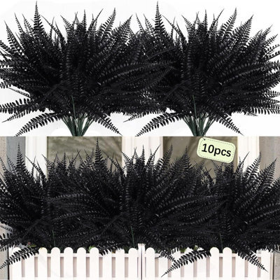 Artificial Boston Fern Plants, 10 Pieces, Artificial Plants, Decorative Fake Plants, Artificial Branches, Black - image 1