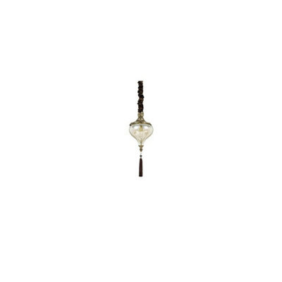Ideal Lux Harem 1 Light Ceiling Pendant Antique Brass, Amber, Glass, E27