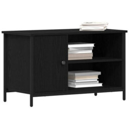 Berkfield Modern Tv Cabinet Black Oak 80X40X50 Cm Engineered Wood And Steel - thumbnail 3