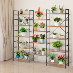Costway 5-Tier Industrial Bookshelf Large Triple Floor Standing Bookcase Display Shelf - thumbnail 4