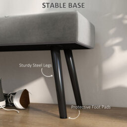 Homcom End Of Bed Bench, Upholstered Hallway Bedroom With Steel Legs, Grey - thumbnail 5