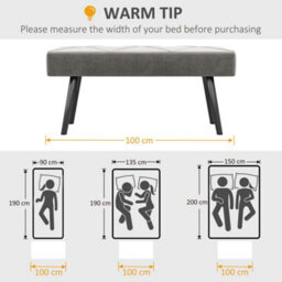 Homcom End Of Bed Bench, Upholstered Hallway Bedroom With Steel Legs, Grey - thumbnail 7