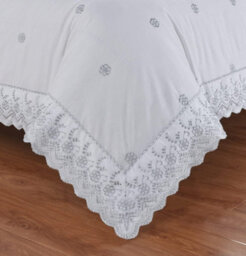 Kampala Hill Embroidered Luxury Duvet Cover Set Bedding Set With Pillowcase(S) Arielle White Single - thumbnail 4