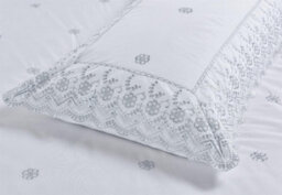 Kampala Hill Embroidered Luxury Duvet Cover Set Bedding Set With Pillowcase(S) Arielle White Single - thumbnail 3