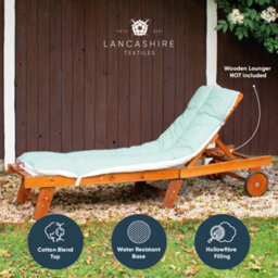 2 Pack Grey Sun Lounger Cushions 60X190Cm British Made Recliner Pads With Straps - thumbnail 5