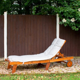 2 Pack Grey Sun Lounger Cushions 60X190Cm British Made Recliner Pads With Straps - thumbnail 3