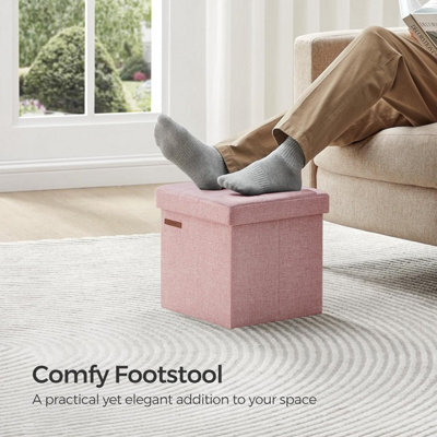 Songmics Compact Storage Ottoman, Bedroom Bench With Hidden Compartment, Footrest Seating Stool, Jelly Pink - image 1