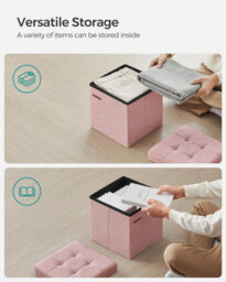 Songmics Compact Storage Ottoman, Bedroom Bench With Hidden Compartment, Footrest Seating Stool, Jelly Pink - thumbnail 4