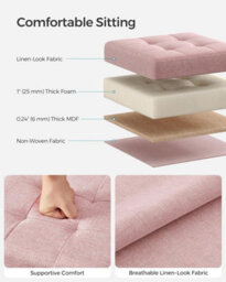 Songmics Compact Storage Ottoman, Bedroom Bench With Hidden Compartment, Footrest Seating Stool, Jelly Pink - thumbnail 3