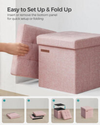 Songmics Compact Storage Ottoman, Bedroom Bench With Hidden Compartment, Footrest Seating Stool, Jelly Pink - thumbnail 5