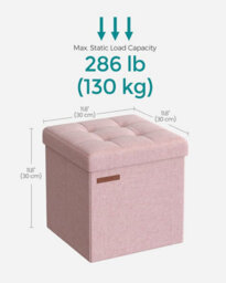 Songmics Compact Storage Ottoman, Bedroom Bench With Hidden Compartment, Footrest Seating Stool, Jelly Pink - thumbnail 2