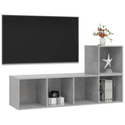 Berkfield 2 Piece Tv Cabinet Set Concrete Grey Engineered Wood - thumbnail 3