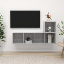 Berkfield 2 Piece Tv Cabinet Set Concrete Grey Engineered Wood - thumbnail 1