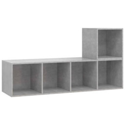 Berkfield 2 Piece Tv Cabinet Set Concrete Grey Engineered Wood - thumbnail 2