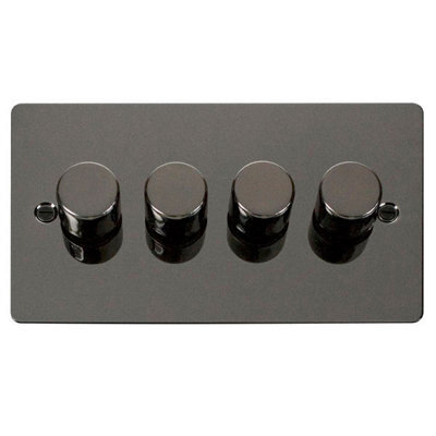 Flat Plate Black Nickel 4 Gang 2 Way Led 100W Trailing Edge Dimmer Light Switch. - Se Home
