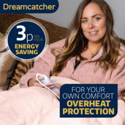 Dreamcatcher Deluxe  Xl Electric Throw Heated Double Over Blanket Soft Fleece 9 Heat & 12Hr Timer Settings - Pink - thumbnail 4