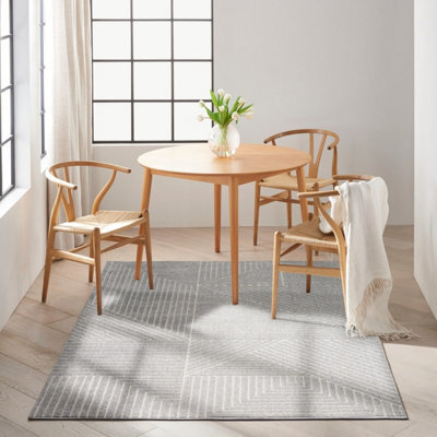 Grey Ivory Geometric ,luxurious Modern Abstract Easy To Clean Rug For Bedroom & Living Room-160Cm X 221Cm - image 1