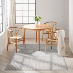 Grey Ivory Geometric ,luxurious Modern Abstract Easy To Clean Rug For Bedroom & Living Room-160Cm X 221Cm - thumbnail 1