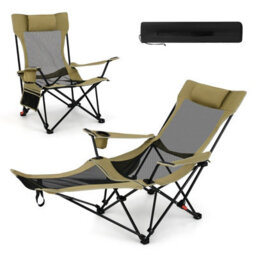 Gainoom Green Reclining Camping Chair Outdoor Folding Mesh Lounge Chair - thumbnail 9