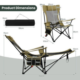 Gainoom Green Reclining Camping Chair Outdoor Folding Mesh Lounge Chair - thumbnail 2