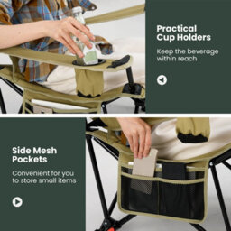 Gainoom Green Reclining Camping Chair Outdoor Folding Mesh Lounge Chair - thumbnail 7