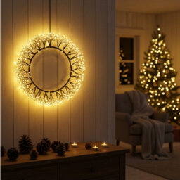 Pegdev - Pdl Outdoor Christmas Metal Wreath 35Cm 900 Leds Warm White Lights Festive Garden Door Patio Decoration - thumbnail 3