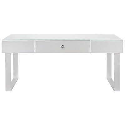 Wyld And Coco Glam Silver Mirrored Coffee Table With Drawer 110 X 47 Cm - image 1