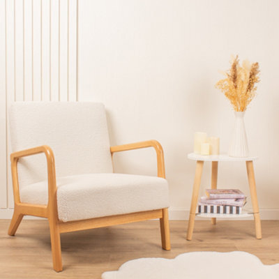Scottish Everlastings Ltd. Scottish Everlastings Cream Boucle Chair (Curved Arms) - image 1