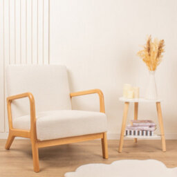 Scottish Everlastings Ltd. Scottish Everlastings Cream Boucle Chair (Curved Arms) - thumbnail 1