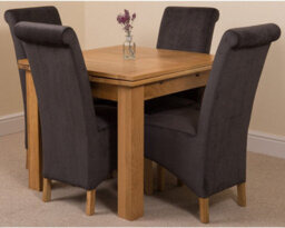 That's Furniture Richmond 90Cm - 150Cm Square Oak Extending Dining Table And 4 Chairs Dining Set With Montana Black Fabric Chairs - thumbnail 1