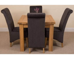 That's Furniture Richmond 90Cm - 150Cm Square Oak Extending Dining Table And 4 Chairs Dining Set With Montana Black Fabric Chairs - thumbnail 2