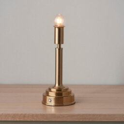 Luminosa Lighting Luminosa Upton Rechargeable Brushed Aged Brass Plate Table Lamp With Shell Bay Blue Fabric Leaf Shade 16Cm Integrated Led - thumbnail 5
