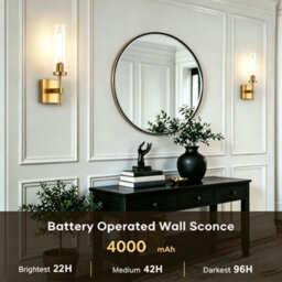 Amorly Set Of 2 Wall Sconce, Wireless Wall Sconces With Remote Control,rechargeable Dimmable Wall Lights For Bedroom Living Room Entryway - thumbnail 3