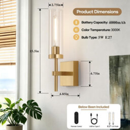 Amorly Set Of 2 Wall Sconce, Wireless Wall Sconces With Remote Control,rechargeable Dimmable Wall Lights For Bedroom Living Room Entryway - thumbnail 7
