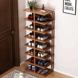 8 Tier -Brown 48X24X112Cm Shoe Rack Wooden Organizer Vertical Storage Shoe For Home Entryway - thumbnail 1